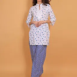 Trendzmy Women Floral Printed Regular Pure Cotton Kurti with Palazzos-picture-37