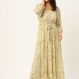 Moda Rapido Print Puff Sleeve Georgette A-Line Maxi Dress-image-22