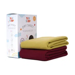 TIDY SLEEP Olive Green & Maroon 2 Pieces Waterproof & Reusable Bed Protector Baby Drysheet-82