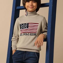 U.S. Polo Assn. Kids Boys Printed Turtle Neck Cotton Pullover-picture-36