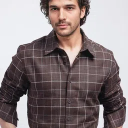 RARE RABBIT Men Comfort Windowpane Checks Opaque Checked Casual Shirt-image-91