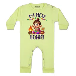 Arvesa Kids-Unisex Yellow Cotton Rompers-picture-9