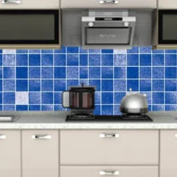 Asian royal White & Blue Printed Self Adhesive Wall Sticker-picture-0