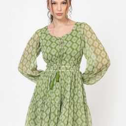 Zenava by Myntra Women Geometric Printed Chiffon Fit & Flare Mini Dress-picture-24