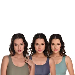 Women Cotton Grey,Blue,Green Non Padded Non-Wired Lingerie Bra Sport wear Gym Crop Tank Top-image-66