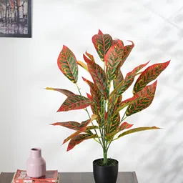 ARICK DECOR Red 1 Pieces Croton Artificial Plant With Pot-image-30