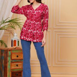 Royal Marque Floral Print Cotton Peplum Top-image-24
