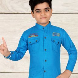 FASHION GRAB Boys Classic Regular Fit Band Collar Solid Cotton Casual Shirt-image-95