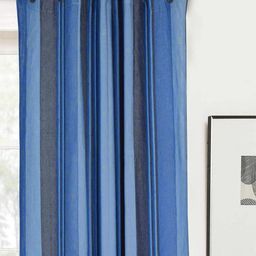 Saral Home Blue & Grey Striped Room Darkening Window Curtain-24