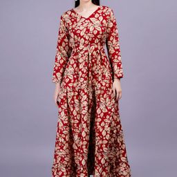 BAESD Printed Fit & Flare Maxi Tiered Dress With Tie-Ups-picture-35