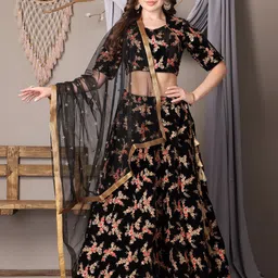 Ethnovog Embroidered Semi-Stitched Lehenga & Blouse With Dupatta-picture-45