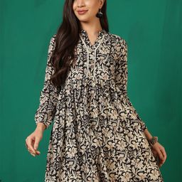 antaran Floral Print Mandarin Collar Cotton Top-image-56