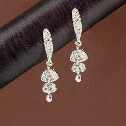 PRIVIU Silver-Plated American Diamond Studded Dome Shaped Jhumkas-69