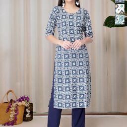 HERE&NOW Selection Of 3 Geometric Printed Round Neck Straight Kurtas-33