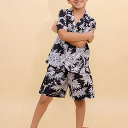 BownBee Boys Printed Short Sleeves Pure Cotton Shirt With Shorts-image-62