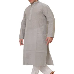 Exotic India Men Thread Work Pure Cotton Straight Kurta with Pyjama-picture-35