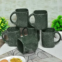 Myntra Elegant Homes Green & White 6 Pieces Ceramic Matte Mugs-image-24
