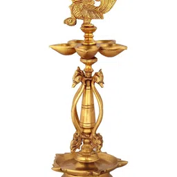 Exotic India Puja Lamp With Peacock Design Pooja Essentials-image-61