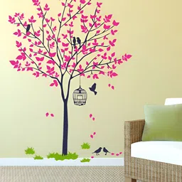 Decor Villa Multicolor pink tree with birds Wall Sticker-picture-43