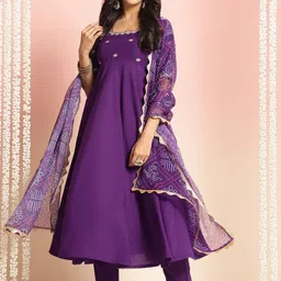 KALINI Women Embroidered Regular Kurta with Trousers & With Dupatta-picture-29
