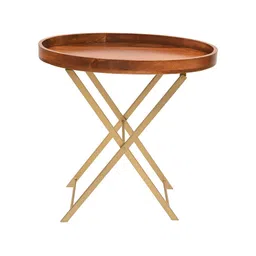 Little Extra Brown Wooden Oval Bedside Table-picture-35