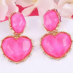 Estailo fashion Artificial Stones Studded Heart Shaped Drop Earrings-image-69