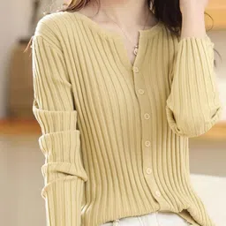 KPOP Women Striped V-Neck Long Sleeves Shirt Style Top-image-84