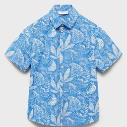 Mango Kids Boys Organic Cotton Floral Printed Casual Shirt-picture-49