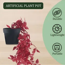Kuber Industries Red & Black Artificial Plants With Pot image 2