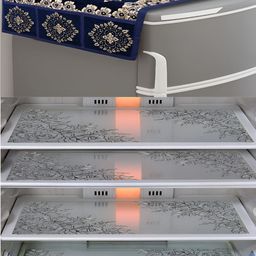 Dakshya Industries 5Pcs Blue & Grey Floral Printed Fridge Mats & Top Cover-29