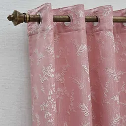 Ariana Coral & White Floral Room Darkening Long Door Curtain-image-91