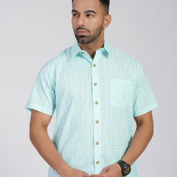 Cotton Curio Men Comfort Horizontal Stripes Opaque Printed Casual Shirt-image-2