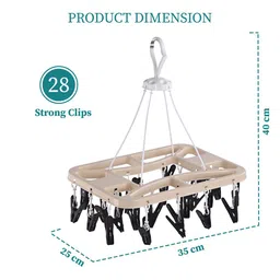 Kuber Industries Set Of 2 Beige 360 Rotating Cloth Drying Hangers With 28 Clips image 4
