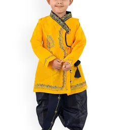 NEW GEN Boys Ethnic Motifs Embroidered Angrakha Kurta with Dhoti Pants-picture-24