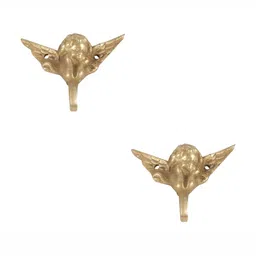 IndianShelf Goldtoned 2 Piece Brass Cherub Angel Coat Wall Hooks-image-80