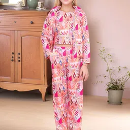 BAESD Girls Printed Sleeveless Linen Top With Trouser And Jacket-image-12
