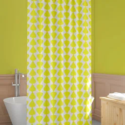 ArtzFolio Yellow & White Geometric Printed Waterproof Shower Curtain-8