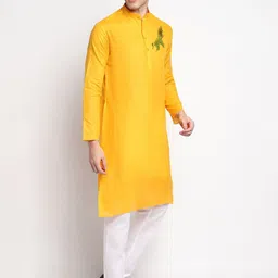 DEVOILER Men Thread Work Block Print Kurta image 3