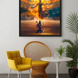 999Store Brown & Orange Lord Krishna Canvas Wall Art-image-84
