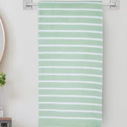 Home Centre Color Refresh Essence Green & White Striped 500 GSM Cotton Bath Towel-76