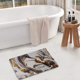 FABINALIV Grey & Brown Abstract Printed 1450 GSM Rubber Bath Rug-6