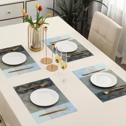 HOKIPO 4 Pieces Blue & Grey Textured Table Placemats-22