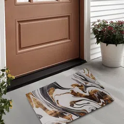 FABINALIV Brown & Tan Abstract Door Mat-65