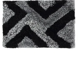 FABINALIV Black & Grey Geometric Rectangular Shaped Anti-Skid Doormat image 2