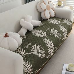 HOKIPO Green & White Printed Waterproof Quilted Sofa Seat Mats-image-90