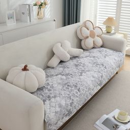 HOKIPO Grey Printed Waterproof Quilted Sofa Seat Mats-image-98