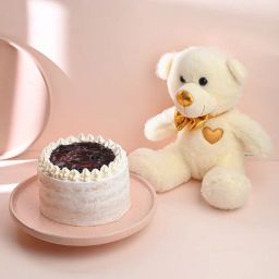 Blueberry Cake N Cuddly White Plush Teddy Combo-31