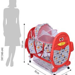 Fab N Funky Baby Cradle With Mosquito Net Red - Penguin Design image 3