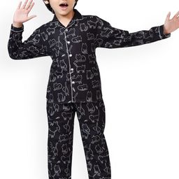 BAESD Boys Graphic Printed Shirt Collar Night suit-image-50