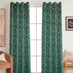 Banchmark Home Furnishings Blue & Beige Set of 2 Floral Black Out Door Curtain-image-59